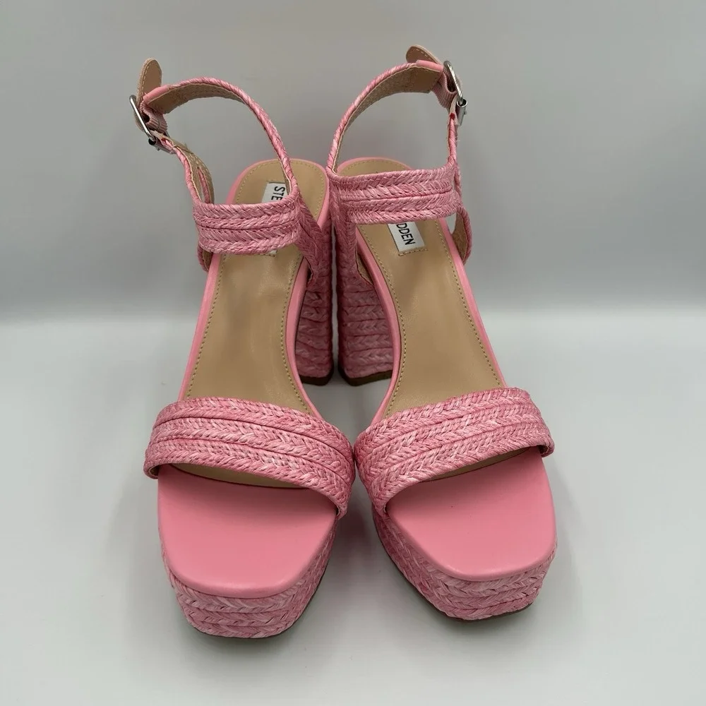 Steve Madden Lombardo Jute Platform Heels Pink Women's Size 11‎ M